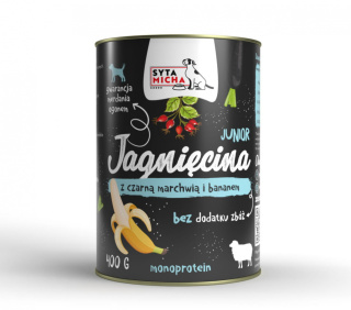 Syta Micha Karma mokra dla szczeniąt jagnięcina z czarną marchwią i bananem 400g