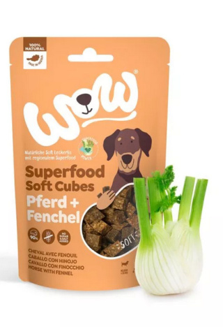 WOW Superfood Soft Cubes Pferd - konina z koprem włoskim miękkie przysmaki dla psa (150g)