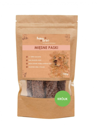 HAULOVE Mięsne Paski dla Psa - Królik - 100g