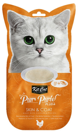 Kit Cat PurrPuree Plus+ CHICKEN Skin&Coat - przysmak dla kota 4x15g