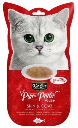Kit Cat PurrPuree Plus+ TUNA Skin&Coat - przysmak dla kota 4x15g