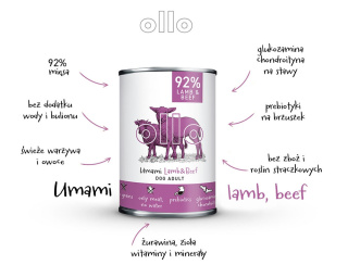 Ollo Umami Lamb & Beef - Mokra Karma dla Psa - Jagnięcina i Wołowina - 400g