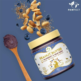 PAWFECT Peanut Butter BLUEBERRY & HEMP SEEDS Masło orzechowe z jagodami i nasionami konopi 100g