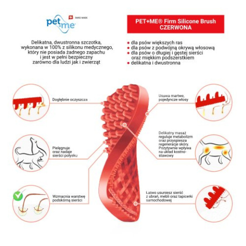 Pet+Me Firm Silicone Brush Red