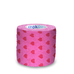 Stokban elastyczny bandaż samoprzylepny 5cm/4,5m - Różowe serduszka