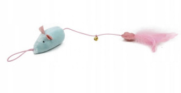 BUBA - mysz z dzwoneczkiem i różowym piórkiem dla kota