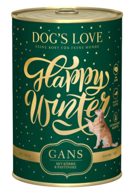 DOG'S LOVE Happy Winter – gęsina z dynią, pasternakiem i żurawiną (400g)