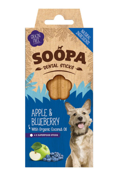 SOOPA Dental Sticks – Jabłko i borówka (100g)