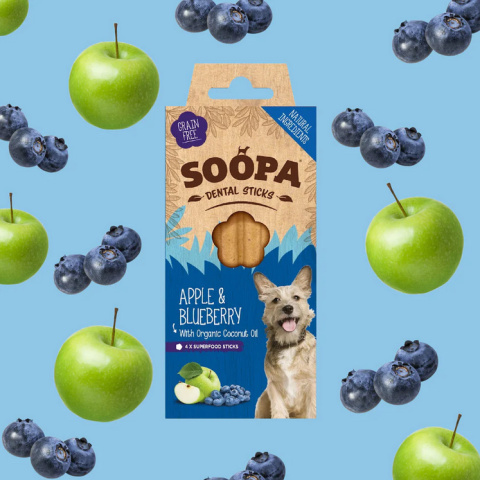 SOOPA Dental Sticks – Jabłko i borówka (100g)