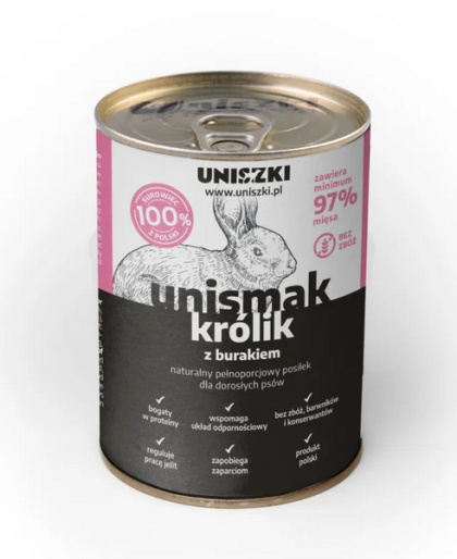 Uniszki - UNIsmak Królik z Burakiem - Karma Mokra dla Psa 410g