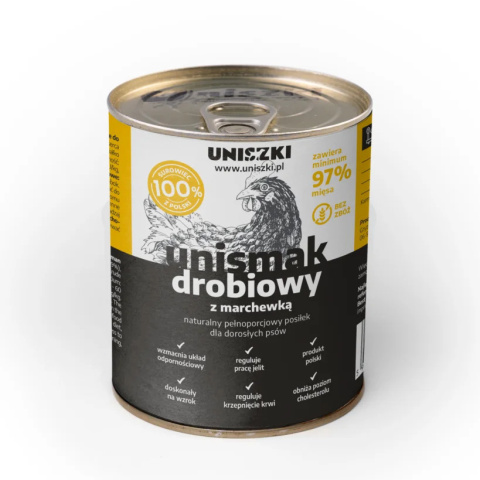 Uniszki - UNIsmak drobiowy z marchewką - karma mokra dla psa 850gg