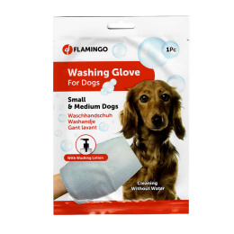 Flamingo Washing Glove Dog - nasączona balsamem rękawica do mycia psa, bez użycia wody - S