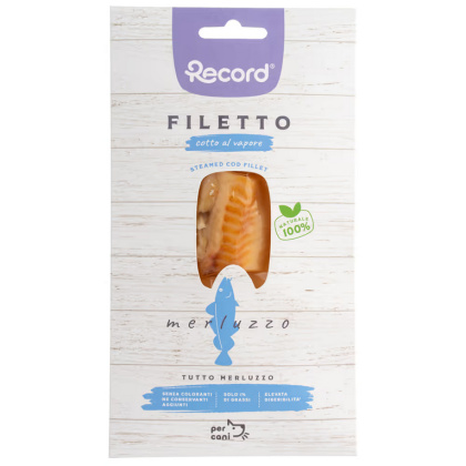 Record Filetto Cod - 100% filet z dorsza dla psa, gotowany na parze - 25g