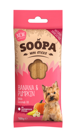 SOOPA Dental Stick MINI wege gryzaki dla małego psa – Banan i Dynia (100g)