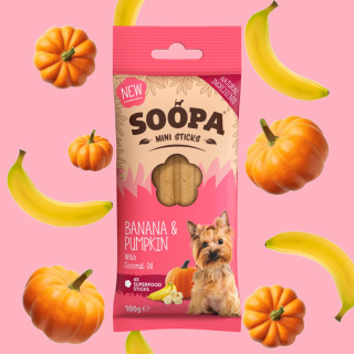 SOOPA Dental Stick MINI wege gryzaki dla małego psa – Banan i Dynia (100g)