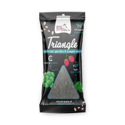 SYTA MICHA - Trójkąt do żucia dla psa - Dorsz z jeleniem i spiruliną 2 szt.