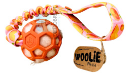 Woolie Whillie szarpak z piłka ażurową oraz futrem owcy - pomarańczowa i brzoskwinki