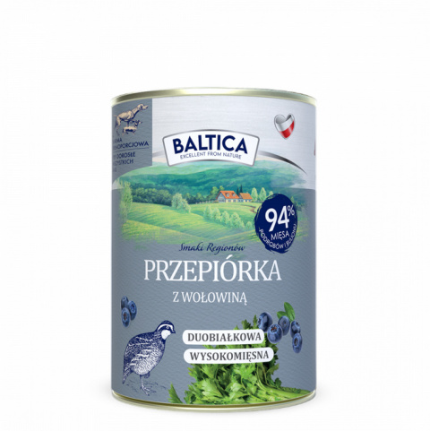 BALTICA - Przepiórka z wołowina - karma mokra dla psa - 400g