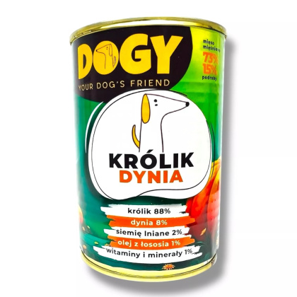 DOGY – Monobiałkowa Karma Mokra dla Psa – Królik z Dynią 400g