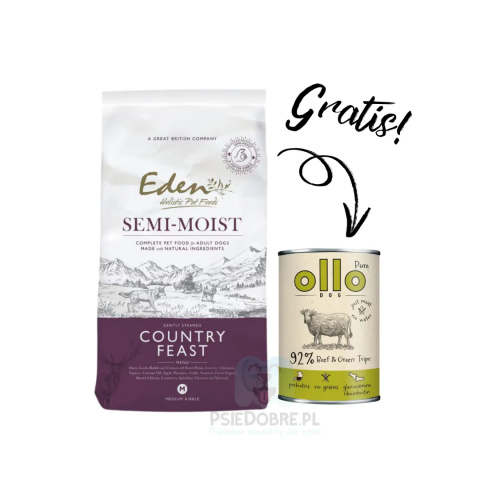 Eden Country Feast 2kg - półwilgotna karma dla psów + GRATIS karma mokra OLLO