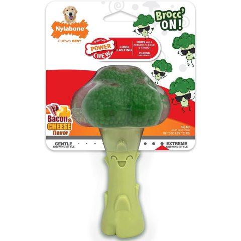 Nylabone Power Chew Broccoli - twardy gryzak dla psa - brokuł o zapachu sera z bekonem - L