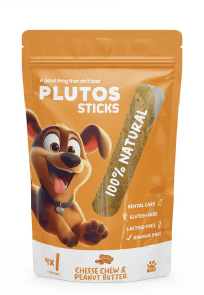 PLUTOS Sticks - gryzaki dla psa ser z masłem orzechowym - 4 szt