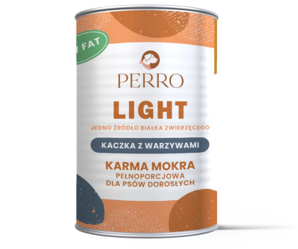 Perro - Karma mokra Light Kaczka z warzywami – monobiałkowa formuła dla psów dorosłych 400g