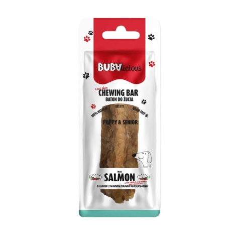 BUBAlicious – Baton do żucia z łososiem, dorszem, żurawiną i rozmarynem – 12 cm BUBAlicious – Baton do żucia z łososiem, dorszem, żurawiną i rozmarynem – 12 cm