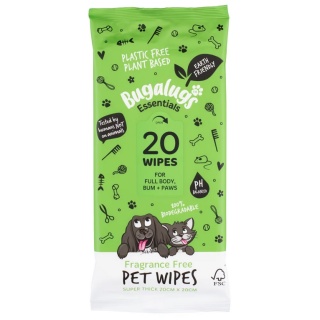Bugalugs Fragrance Free – biodegradowalne chusteczki nawilżane dla psa i kota - 20szt.