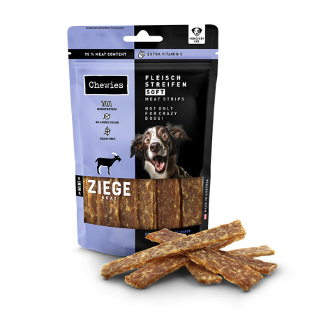 Chewies Fleischstreifen Soft Mini – Miękkie paski mięsne z kozy dla psa – 70g Chewies Fleischstreifen Soft Mini – Miękkie paski mięsne z kozy dla psa – 70g