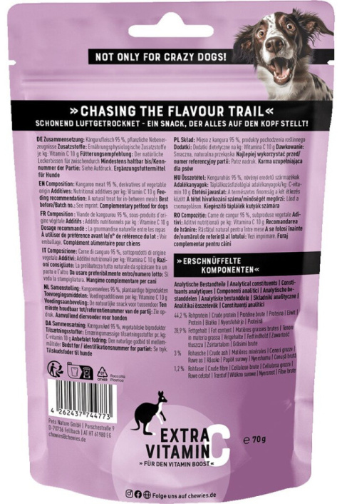 Chewies Fleischstreifen Soft Mini - miękkie paski mięsne dla psa - kangur 70 g Chewies Fleischstreifen Soft Mini - miękkie paski mięsne dla psa - kangur 70 g