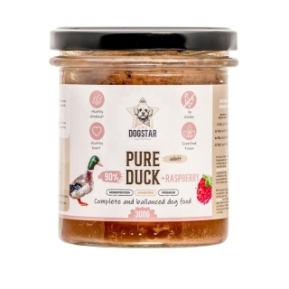 DOGSTAR Pure Duck – karma mokra z kaczką i malinami dla psa – 300 g