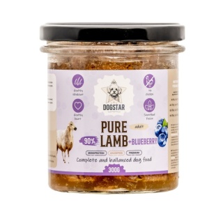 DOGSTAR Pure Lamb - karma mokra dla psa jagnięcina z borówkami - 300g