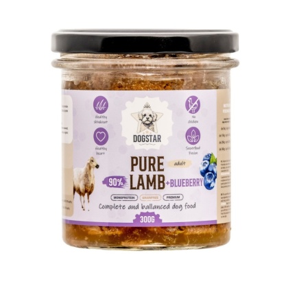 DOGSTAR Pure Lamb - karma mokra dla psa jagnięcina z borówkami - 300g
