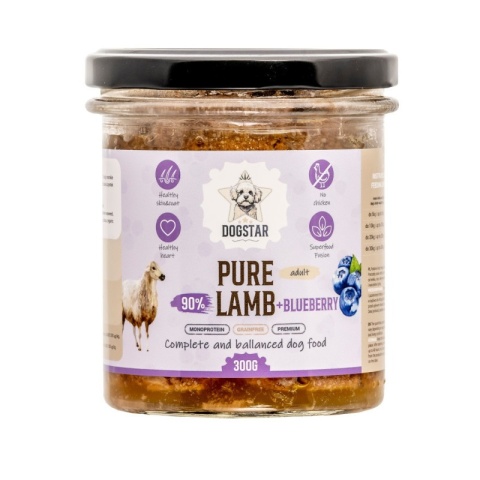 DOGSTAR Pure Lamb - karma mokra dla psa jagnięcina z borówkami - 300g DOGSTAR Pure Lamb - karma mokra dla psa jagnięcina z borówkami - 300g