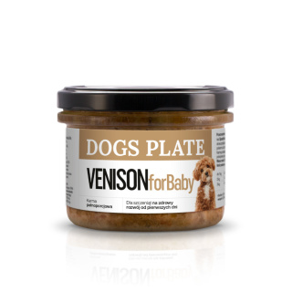 Dogs Plate Venison for Baby – gotowana karma dla szczeniąt z mięsem daniela - 180g