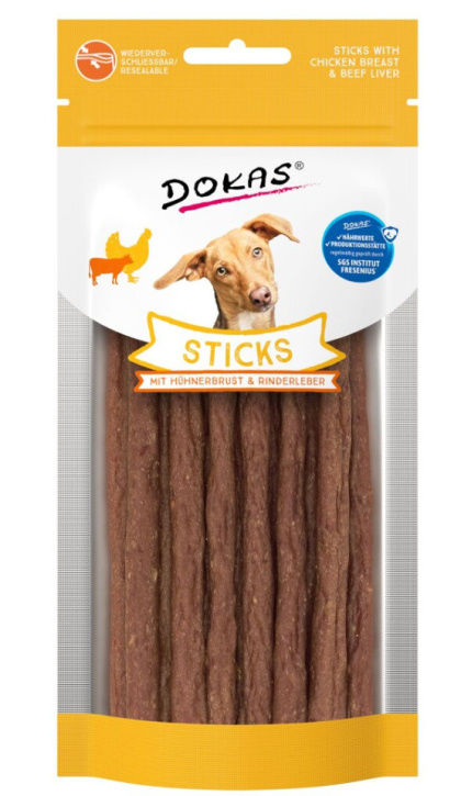 Dokas – Miękkie paluszki z piersi kurczaka i wątróbki wołowej – 60g