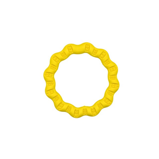 FIBOO Fringoo Mini – ekologiczne ringo i szarpak dla małego psa 2w1 - żółte (ø 12 cm)