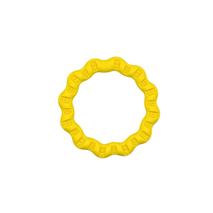 FIBOO Fringoo Mini – ekologiczne ringo i szarpak dla małego psa 2w1 - żółte (ø 12 cm)