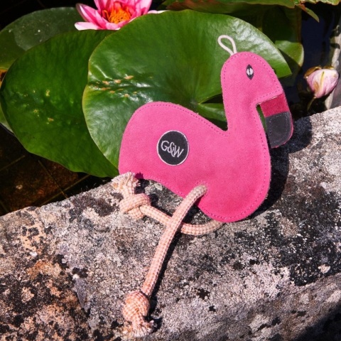 GREEN & WILD'S Floyd the Flamingo - skórzana zabawka dla psa - flaming GREEN & WILD'S Floyd the Flamingo - skórzana zabawka dla psa - flaming