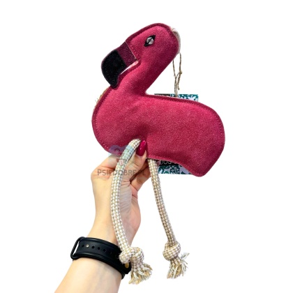 GREEN & WILD'S Floyd the Flamingo - skórzana zabawka dla psa - flaming