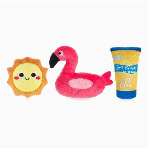 HUG SMART – Zestaw 3 mini zabawek pluszowych dla psa – Zestaw na basen (flaming, krem, słońce) HUG SMART – Zestaw 3 mini zabawek pluszowych dla psa – Zestaw na basen (flaming, krem, słońce)