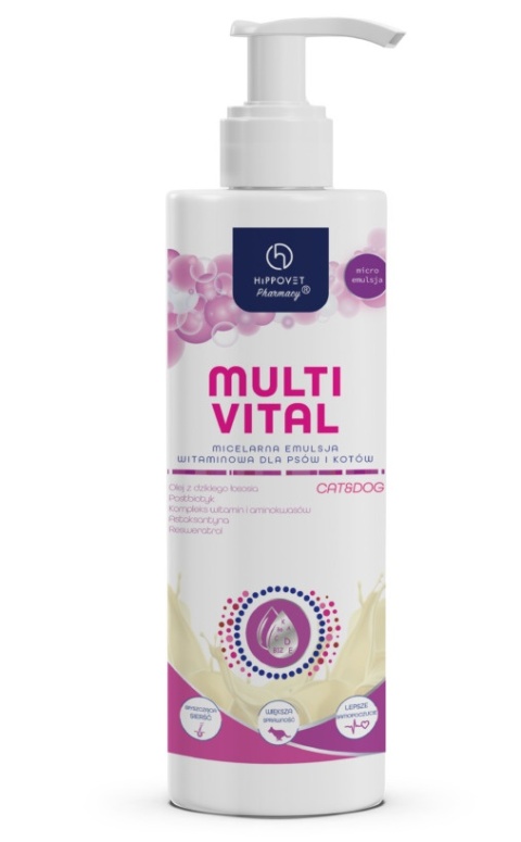 Hippovet Pharmacy MultiVital – emulsja witaminowa dla psów i kotów (250 ml) Hippovet Pharmacy MultiVital – emulsja witaminowa dla psów i kotów (250 ml)