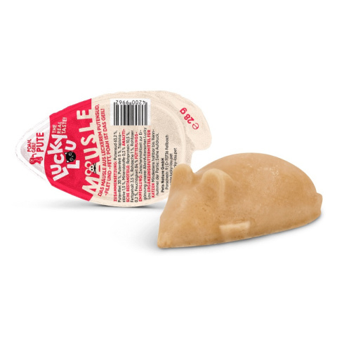 Lucky Lou Mäusle – Indyk – pasztet w kształcie myszki dla kota i psa – 28 g Lucky Lou Mäusle – Indyk – pasztet w kształcie myszki dla kota i psa – 28 g