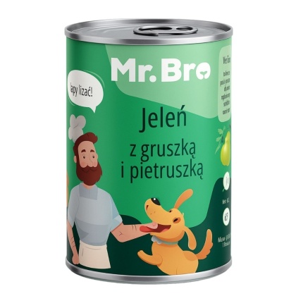 Mr. Bro Jeleń z Gruszką i pietruszką – Monoproteinowa karma mokra - 400g