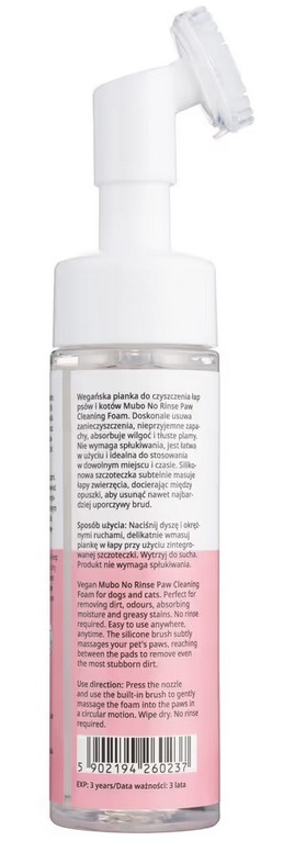 Mubo No Rinse Paw Cleaning Foam Watermelon – arbuzowa pianka do mycia łap psa i kota, bez spłukiwania – 200 ml