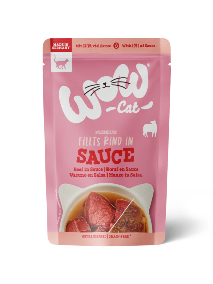WOW CAT Rind in sauce - kawałki wołowiny w sosie - karma mokra dla kota (85g)