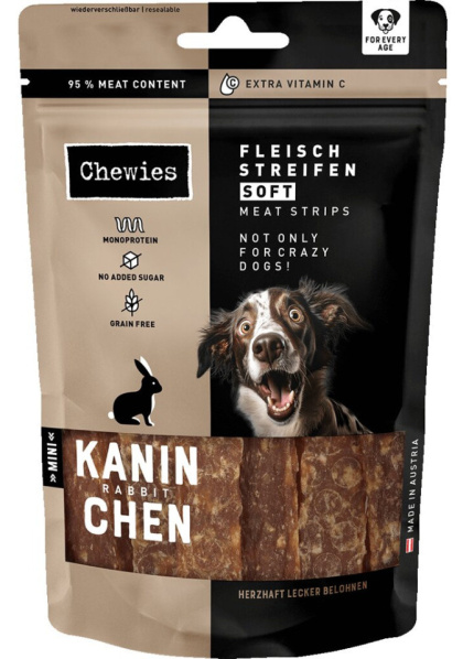 Chewies Fleischstreifen Soft Mini – Miękkie paski mięsne z królika dla psa – 70g