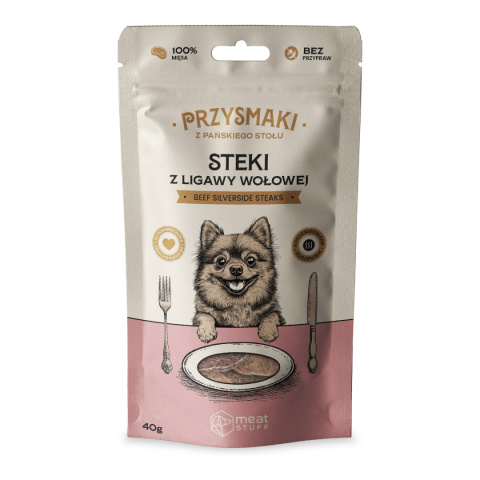 Przysmaki "Z Pańskiego Stołu" - Steki z ligawy wołowej dla psa - 40g Przysmaki "Z Pańskiego Stołu" - Steki z ligawy wołowej dla psa - 40g