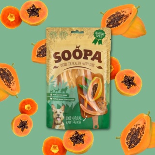 SOOPA Chews Papaya – Przysmaki z papai do żucia dla psów - 100 g